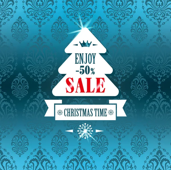 Christmass tree sale label — Stock Vector