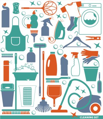Cleaning icon set. clipart