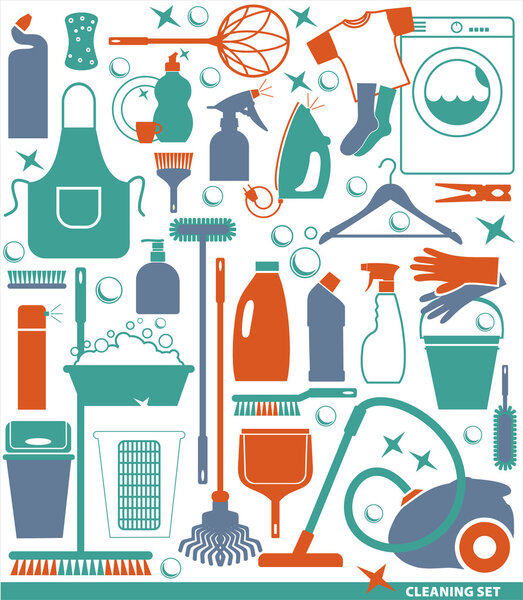 Cleaning icon set.