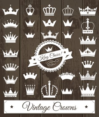 Crowns vintage set. clipart