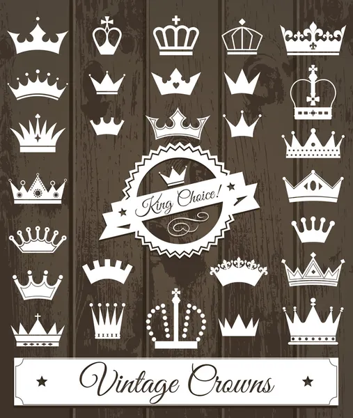 Crowns vintage set. — Stock Vector