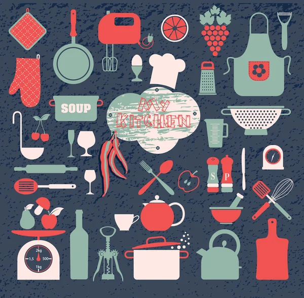 Conjunto de ícone de cozinha — Vetor de Stock