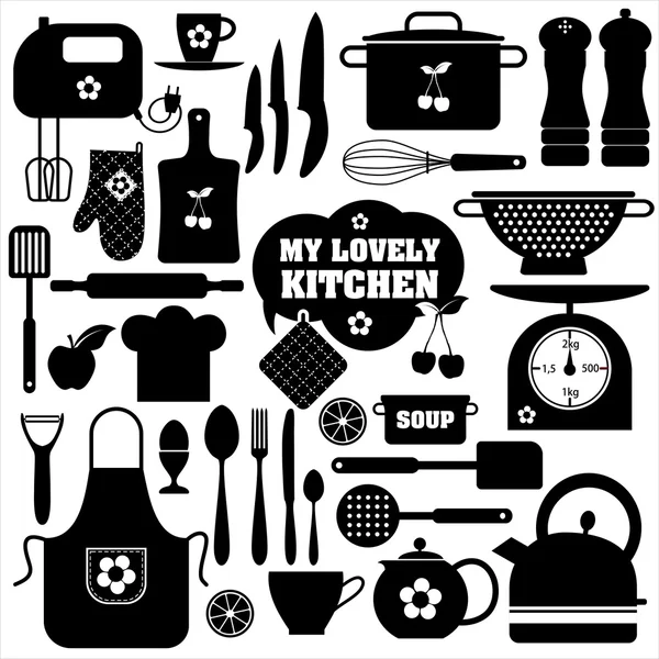 Conjunto de cocina icono . — Vector de stock