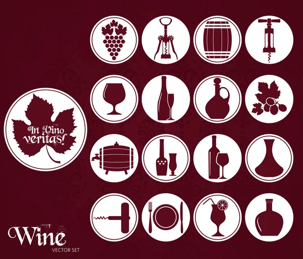 Conjunto de vino icono . — Vector de stock