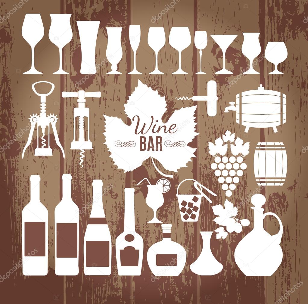 Wine set icon.