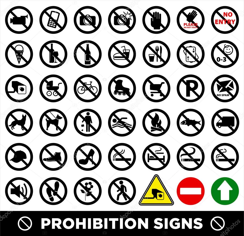 Prohibition signs set.