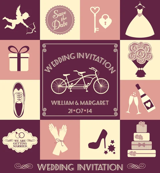Invitation carte de mariage — Image vectorielle