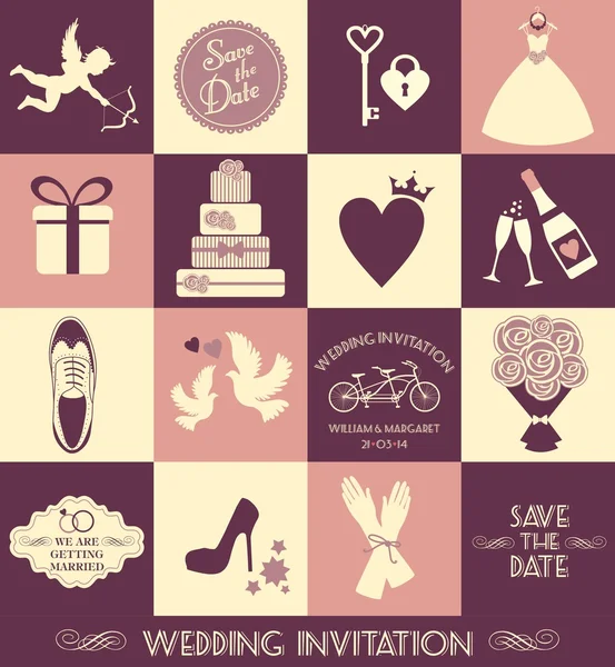 Invitación tarjeta de boda — Vector de stock