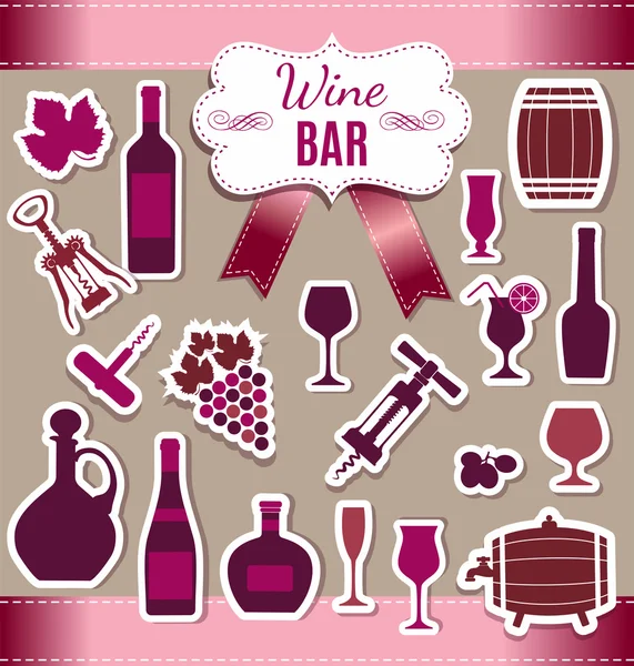 Iconos de vino — Vector de stock