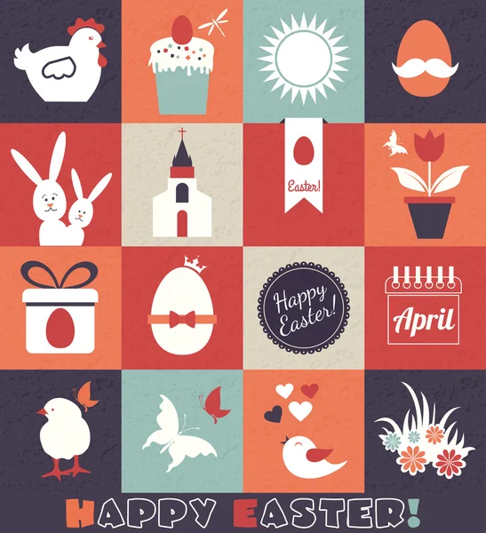 Collage de Pascua conjunto — Vector de stock