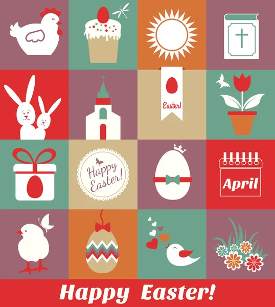 Collage de Pascua conjunto — Vector de stock