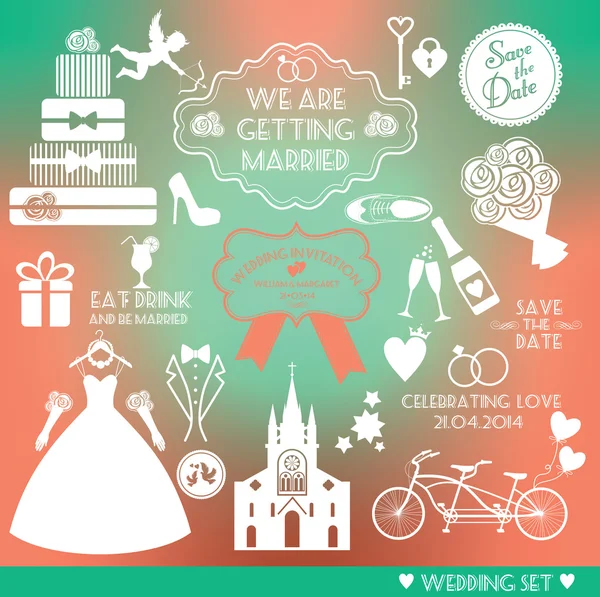 Conjunto de icono de boda — Vector de stock