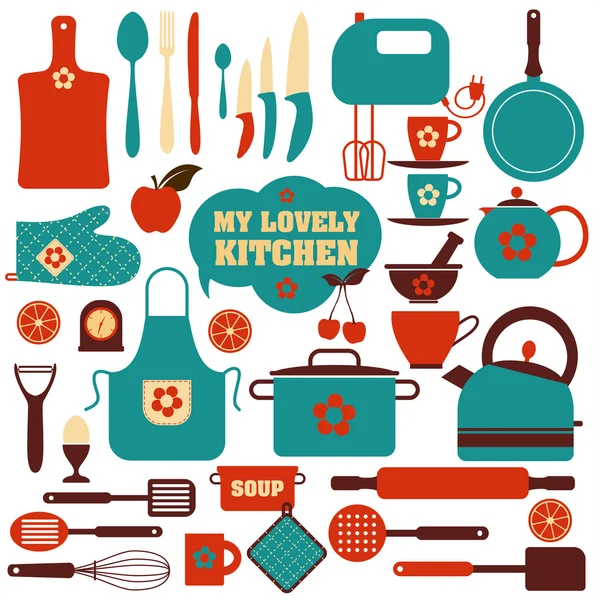 Ensemble icône de cuisine — Image vectorielle