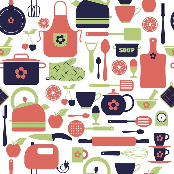 Kitchen seamless pattern — Stock Vector