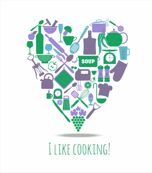 Carte d'amour cuisine — Image vectorielle