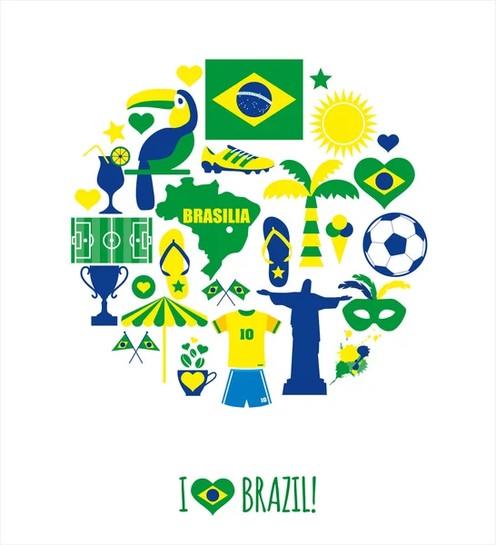 Brasile set di icone — Vettoriale Stock