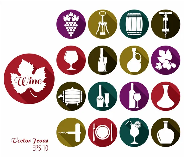 Wine flat icons — Stock Vector