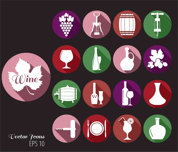 Víno ploché ikony. — Stockový vektor