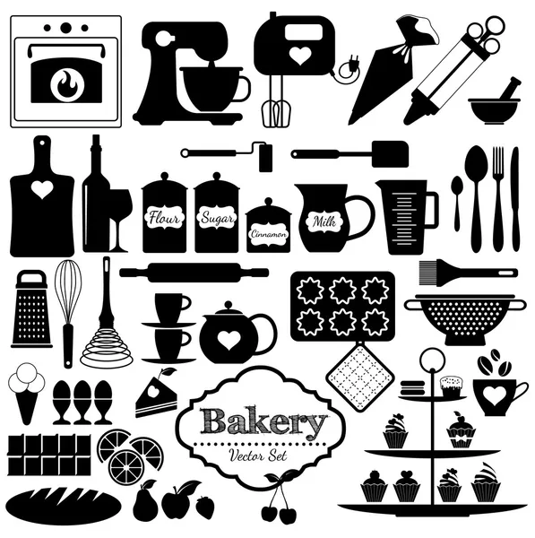 Set de iconos de panadería — Vector de stock