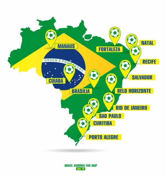 Brasiliens Fußballkarte — Stockvektor