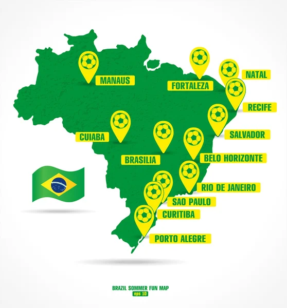 Brazil map of soccer — Stock Vector