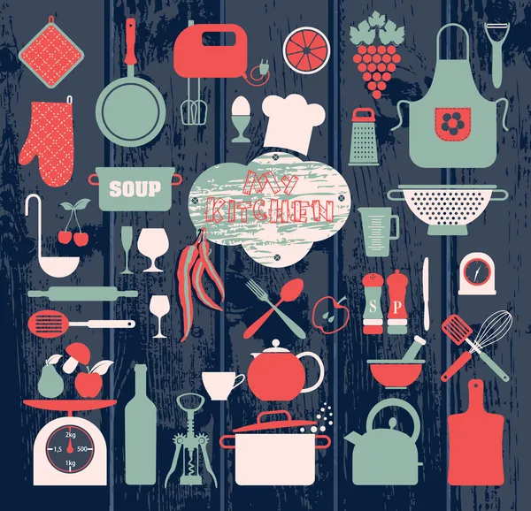 Iconos de cocina — Vector de stock