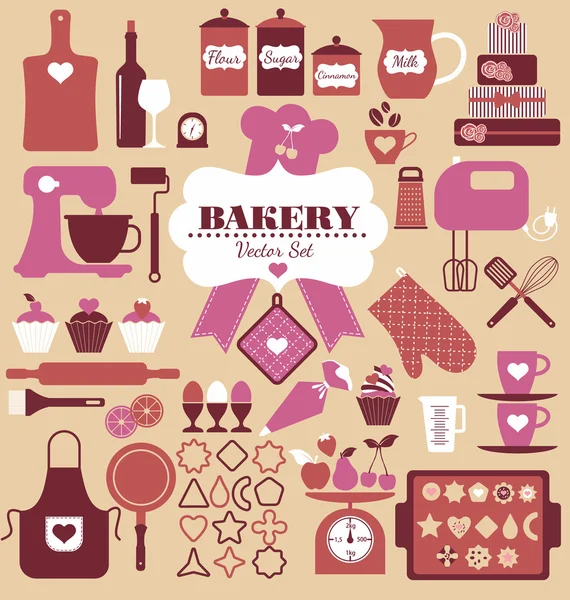Ensemble d'icônes boulangerie — Image vectorielle