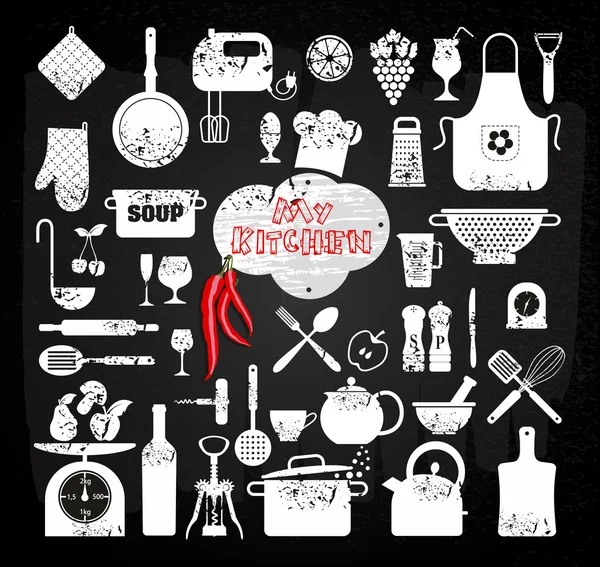 Cocina abstacto iconos conjunto — Vector de stock