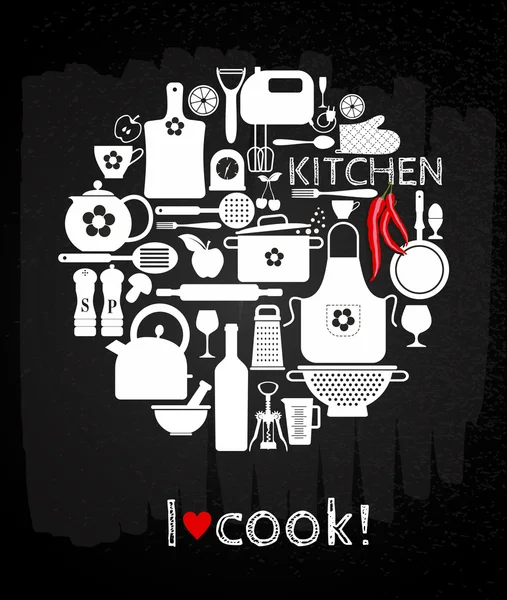 Set icona cucina. — Vettoriale Stock