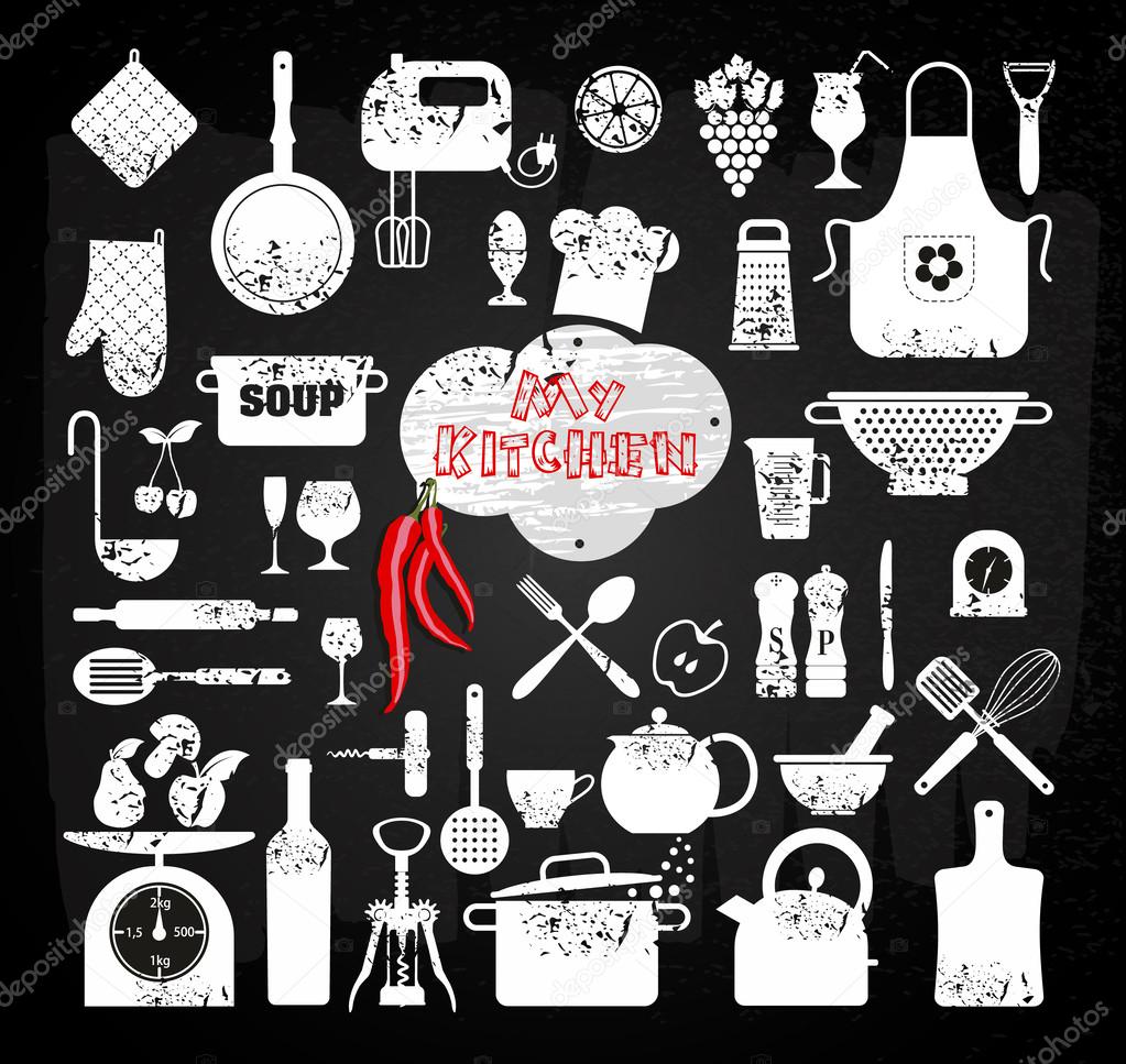 Kitchen abstact icons set