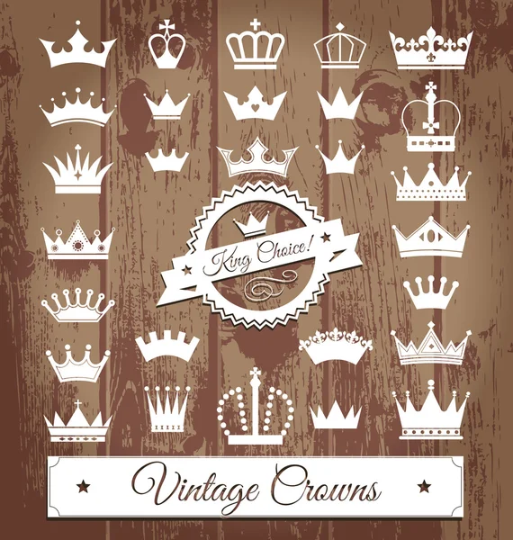 Conjunto de coronas vintage . — Archivo Imágenes Vectoriales