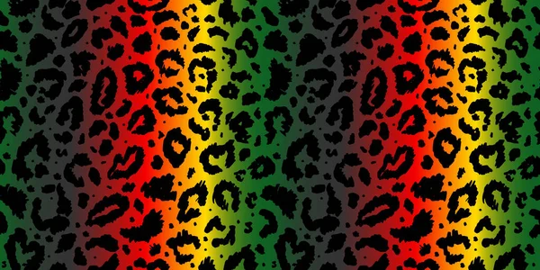 Patrón sin costura vectorial con estampado de leopardo de color. Estampado animal. Impresión de guepardo sobre fondo neón. — Vector de stock