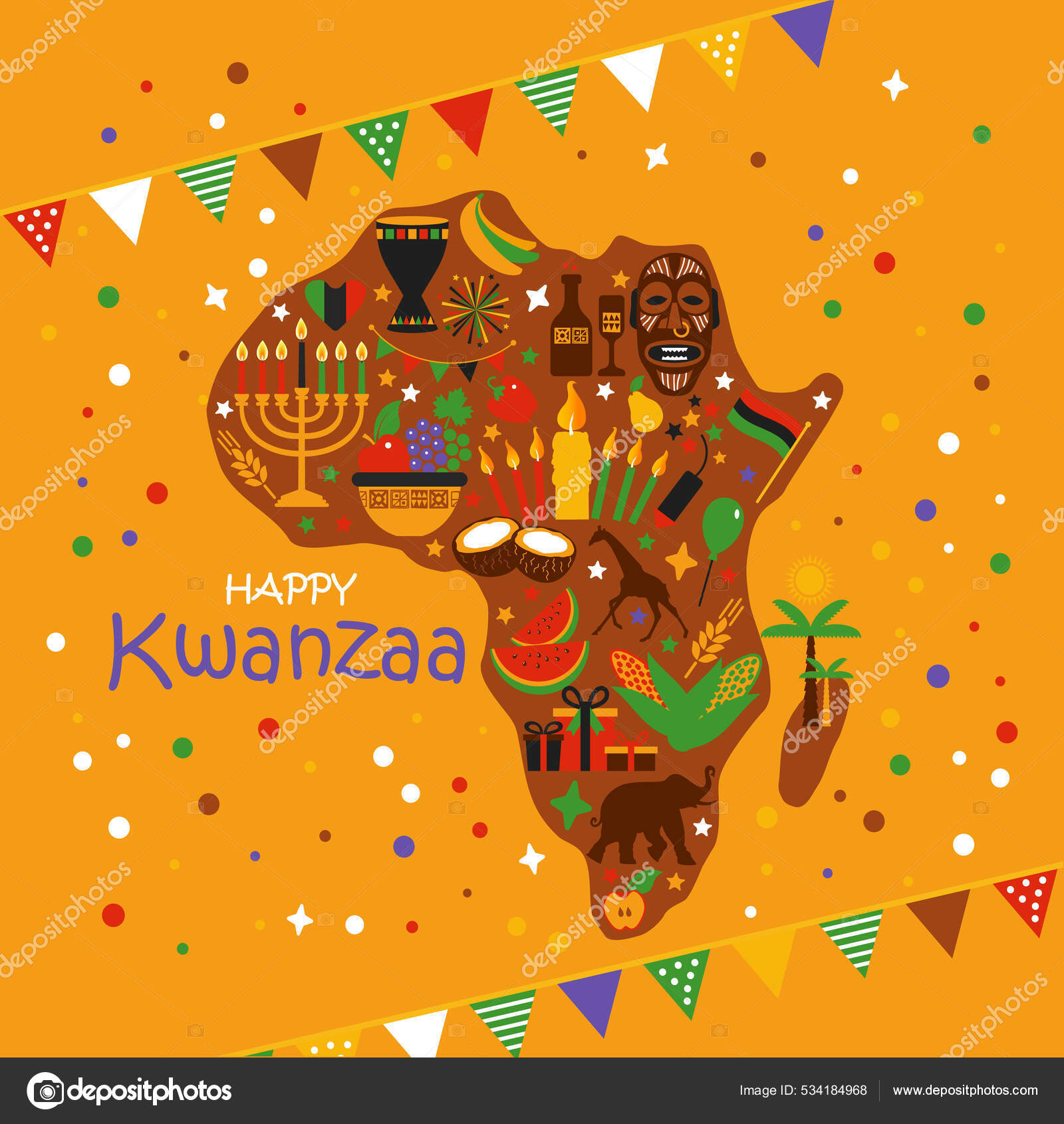 Happy Kwanzaa Holiday African Seamless Pattern 库存矢量图（免版税
