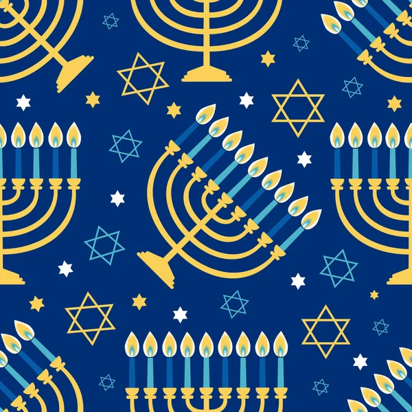 Hanoukka menorah motif sans couture. Fond religieux pour les vacances juives. Illustration vectorielle — Image vectorielle