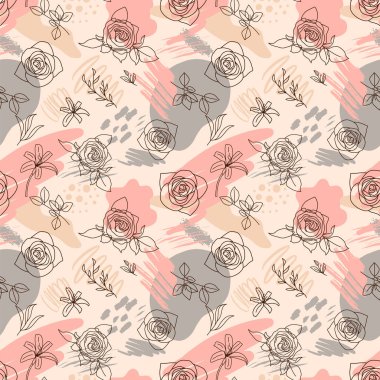 Çiçek deseni. çizgi çizimleri kalem çizimleri