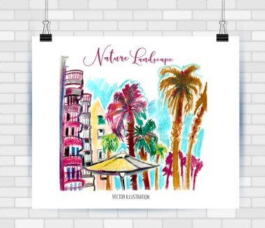 Bir manzaranın soyut görüntüsü. Dağlı resim.