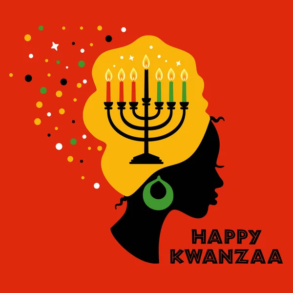 Kartka Życzeniami Dla Kwanzaa Afrykańskimi Kobietami Ilustracja Wektora Happy Kwanzaa — Wektor stockowy