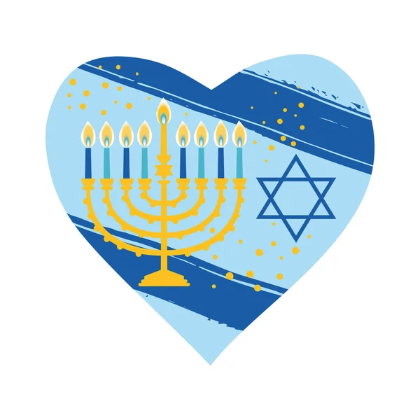 Jewish holiday Hanukkah greeting card traditional Chanukah symbols - menorah candles