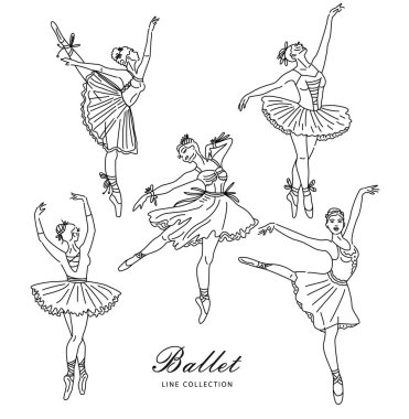 Women ballet dancer of continuous line drawing.