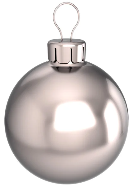 Νέο έτος μπιχλιμπίδι μπάλα Χριστούγεννα διακόσμηση χρωμίου ασημένια σφαίρα λευκό εικονίδιο — Φωτογραφία Αρχείου