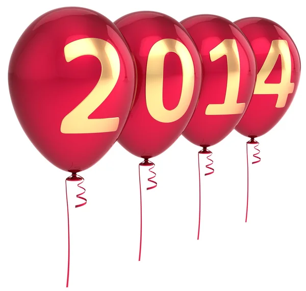 Año Nuevo 2014 globos fiesta decoración de vacaciones. Globo de helio celebración de invierno —  Fotos de Stock