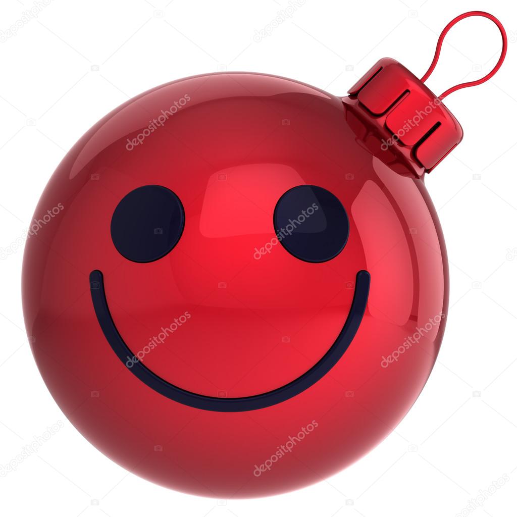Smiley Christmas ball red Happy New Year bauble smile face smiling