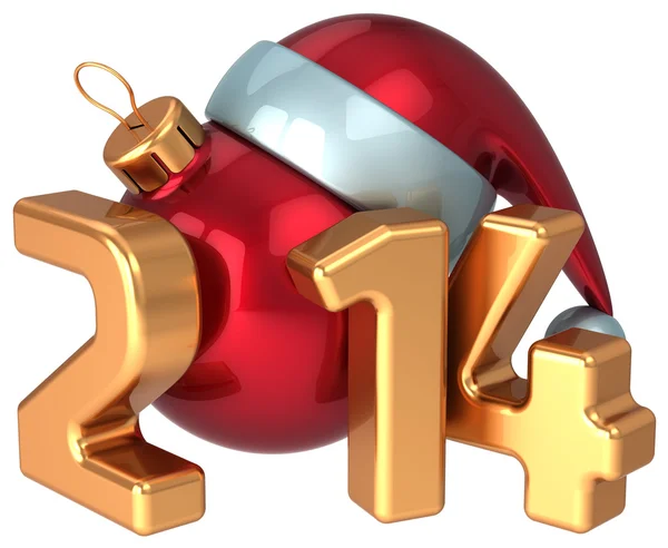 New Year 2014 Santa hat Christmas ball decoration Merry Xmas wintertime happy holidays stylized souvenir — Stock Photo, Image