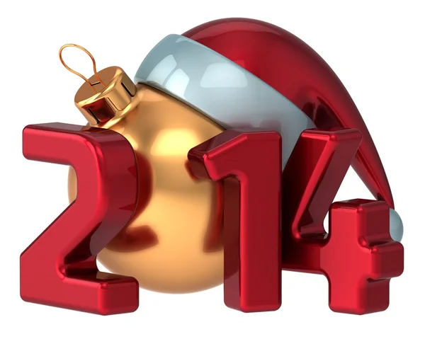 Feliz Ano Novo 2014 chapéu de Papai Noel Feliz Natal Xmas bola decoração inverno feriados estilizado lembrança — Fotografia de Stock