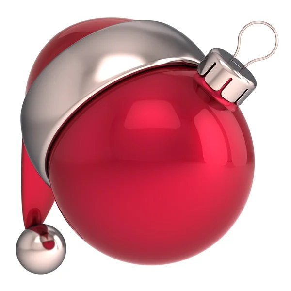 Christmas ball Happy New Year bauble decoration red Santa hat icon avatar — Stock Photo, Image