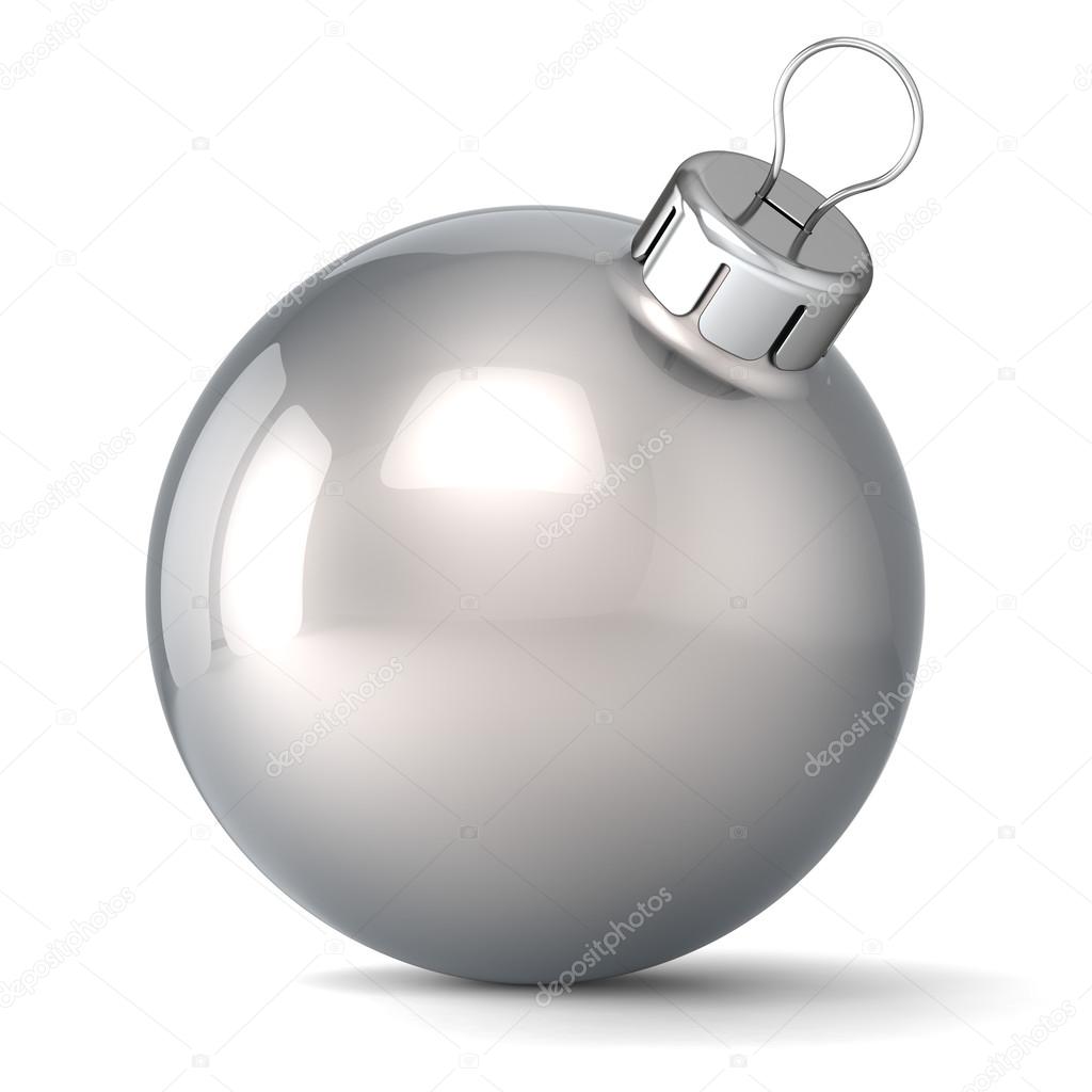 Christmas ball New Years Eve bauble decoration silver chrome wintertime ornament icon traditional