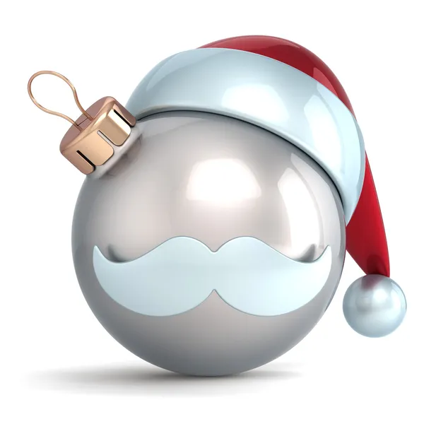 Christmas ball ornament Santa Claus hat New Year bauble silver chrome decoration happy emoticon avatar icon — Stock Photo, Image