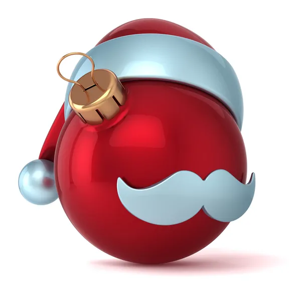 Bola Natal topi Santa Claus Hiburan Tahun Baru hias ornamen merah dihiasi ikon avatar emoticon bahagia — Stok Foto