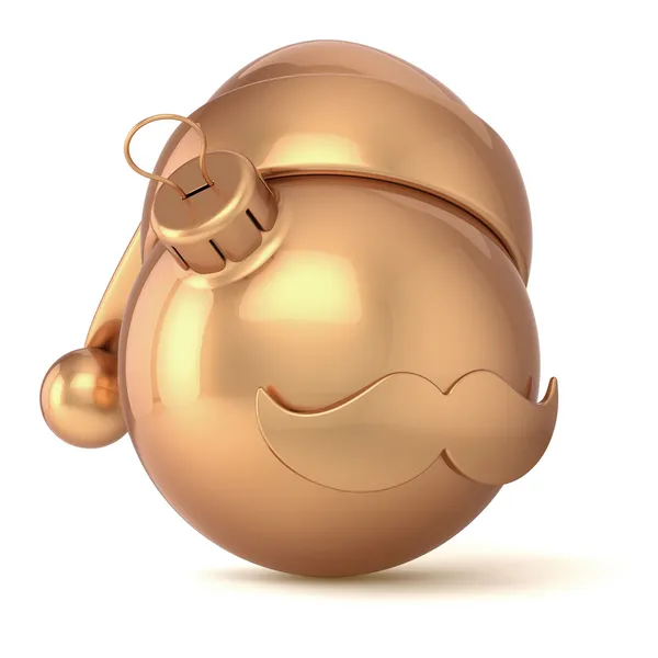 Bola de Natal Santa chapéu ornamento Feliz Ano Novo bauble ouro decoração avatar emoticon ícone de ouro — Fotografia de Stock
