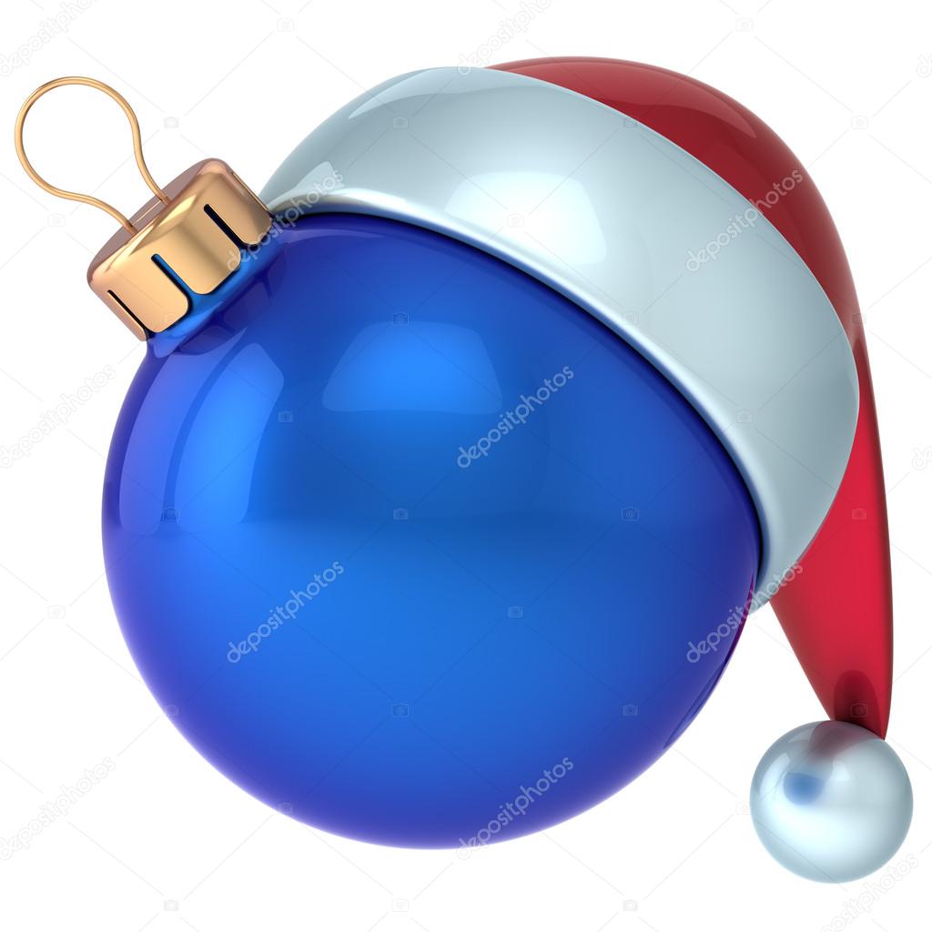 Christmas ball Happy New Year bauble decoration blue ornament Santa hat